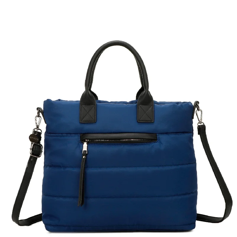 Zuma Sustainable Vegan Leather Puffer Tote Convertible Bag - Blue