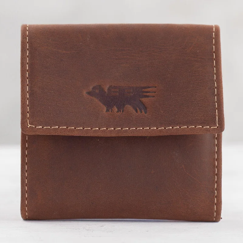 Esquire in Dark Brown Men's Two Compartment Dark Brown Leather Coin Wallet