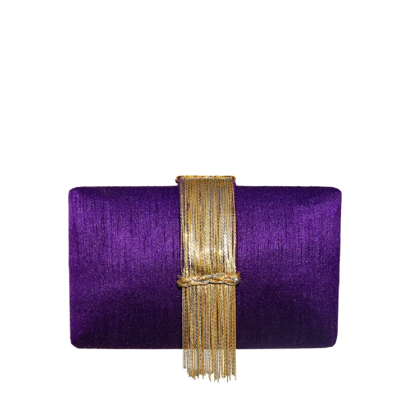 Plum Fringe Clutch