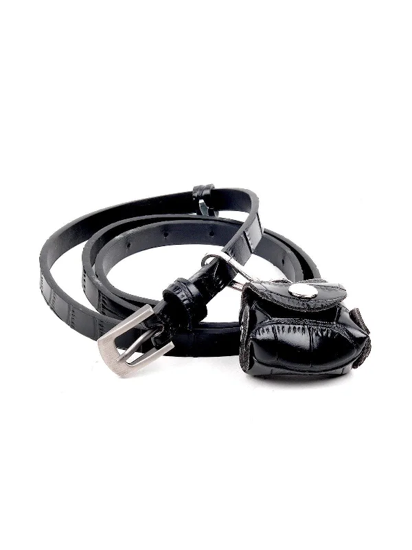 Odette Women Classic Black Croc Belt Bag