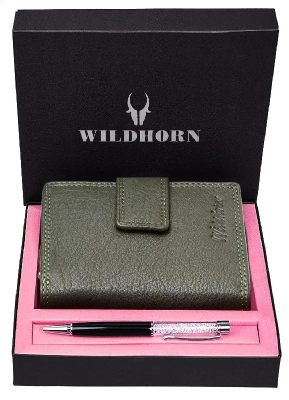 WILDHORN® Women's Leather Wallet and Pen Combo Set