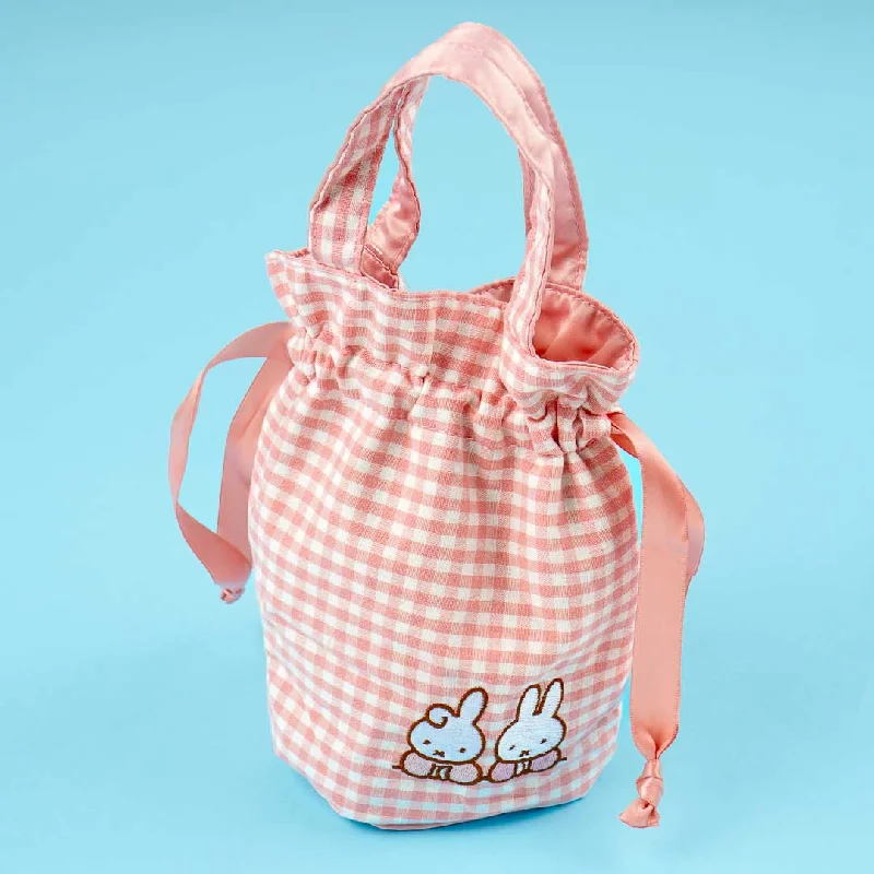 Miffy Gingham Drawstring Handbag