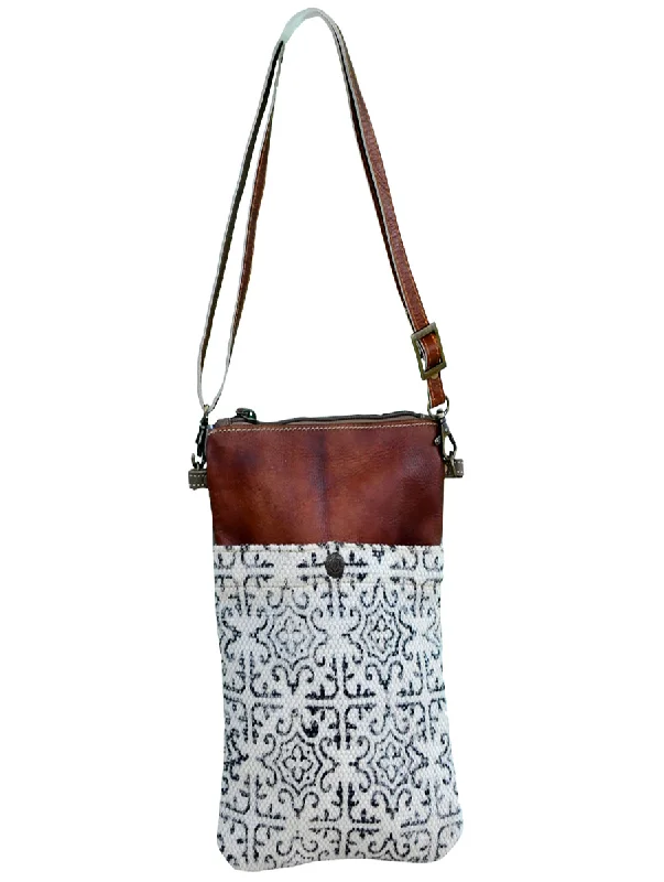 Black and White Canvas Pattern Shoulder Bag