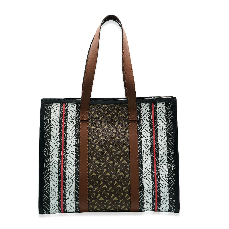 BURBERRY Bridle Canvas Monogram Stripe E-Canvas Tote