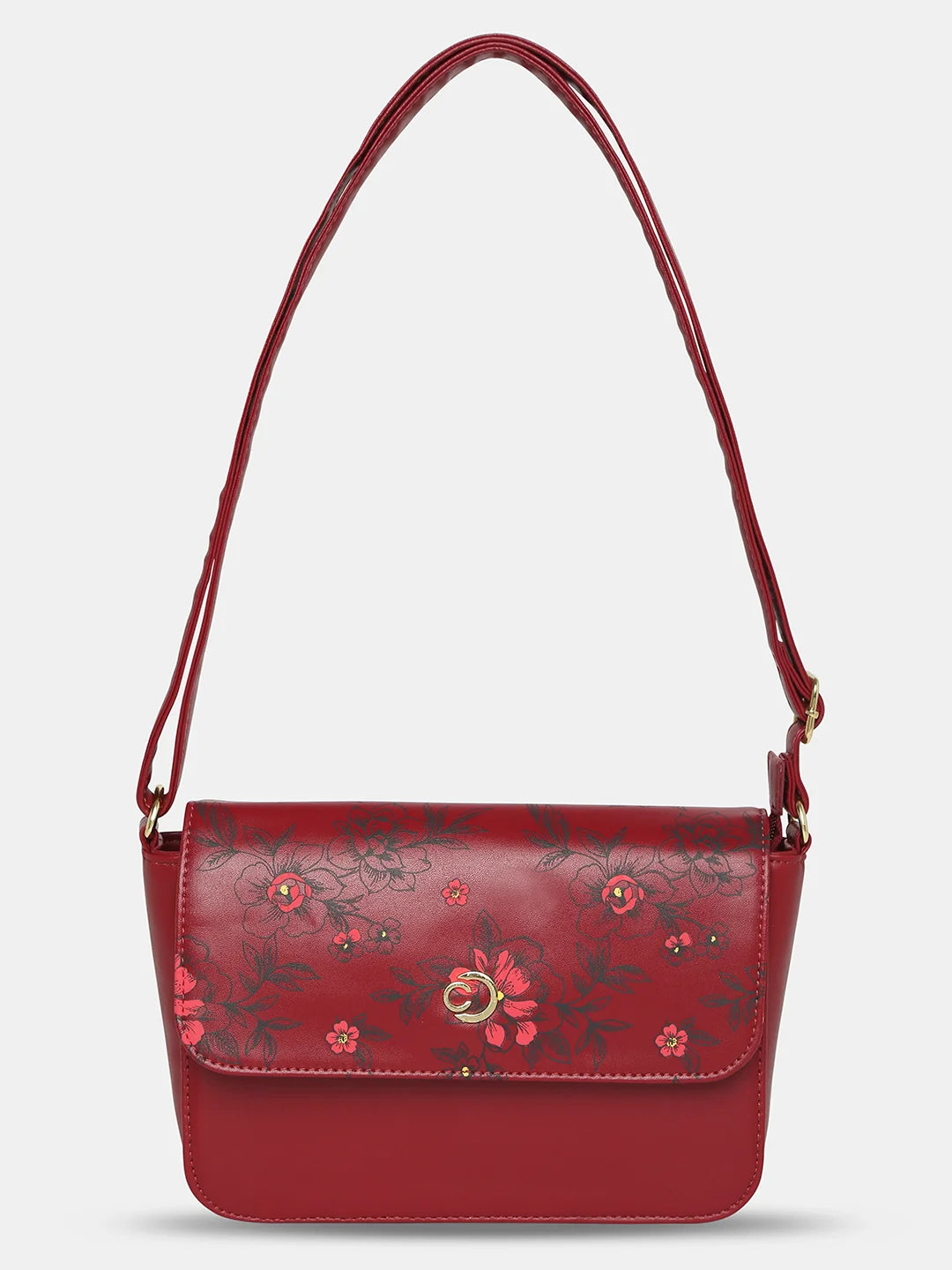 Caprese Snow Sling Small Printed Women'S Handbag Maroon