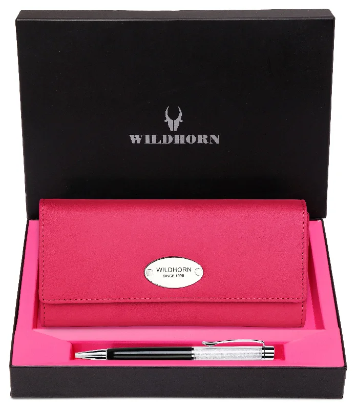 WILDHORN® Women's Leather Wallet and Pen Combo Set