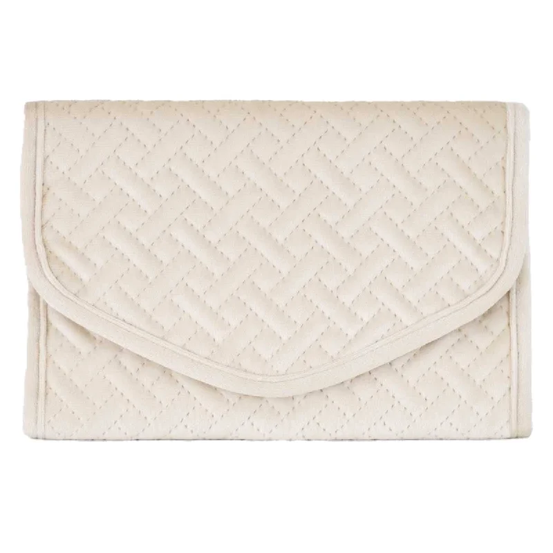 Quilted Jewelry Clutch in Cream