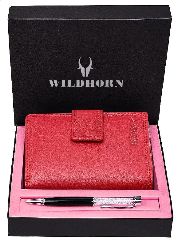 WILDHORN® Women's Leather Wallet and Pen Combo Set