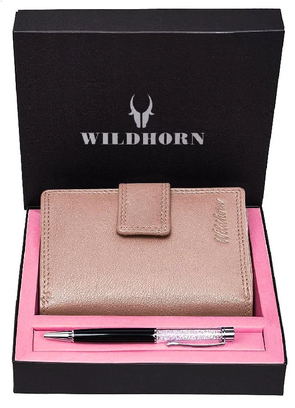 WILDHORN® Women's Leather Wallet and Pen Combo Set