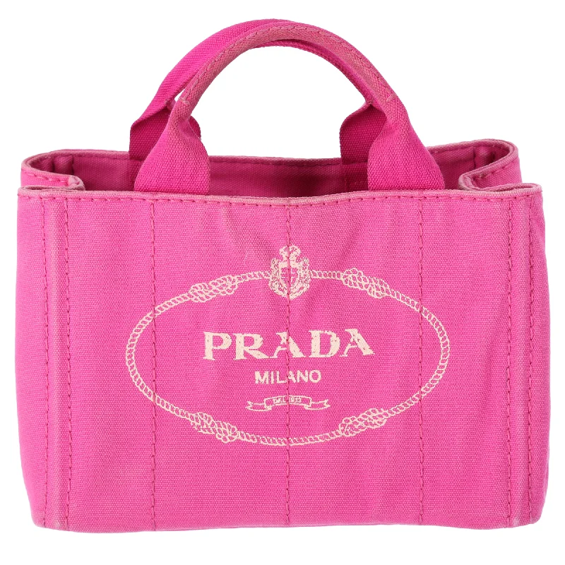 PRADA Canapa Small Canvas Tote Bag Pink Logo