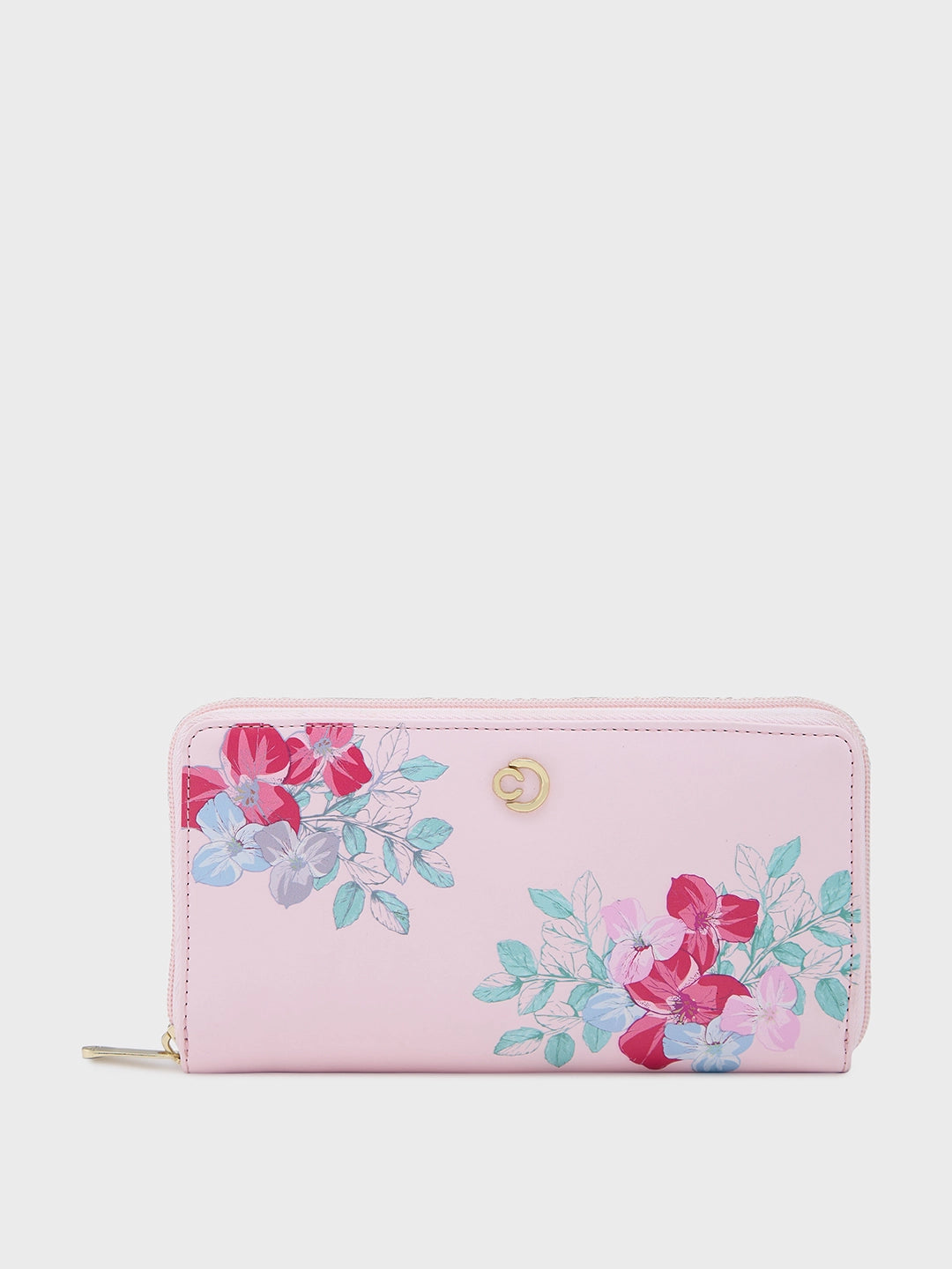 Caprese Shanaya Zip Around Printed Wallet Large Pink