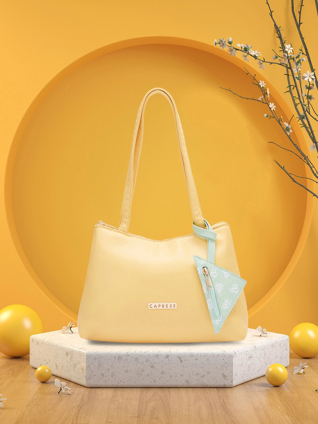 Caprese Pyxis Satchel Small Yellow Handbag