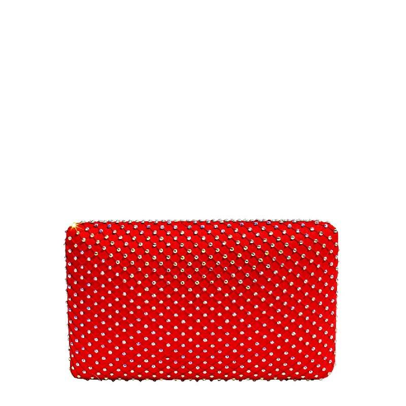 Ruby Fishnet Crystal Clutch