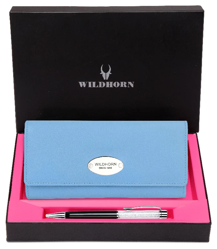 WILDHORN® Women's Leather Wallet and Pen Combo Set