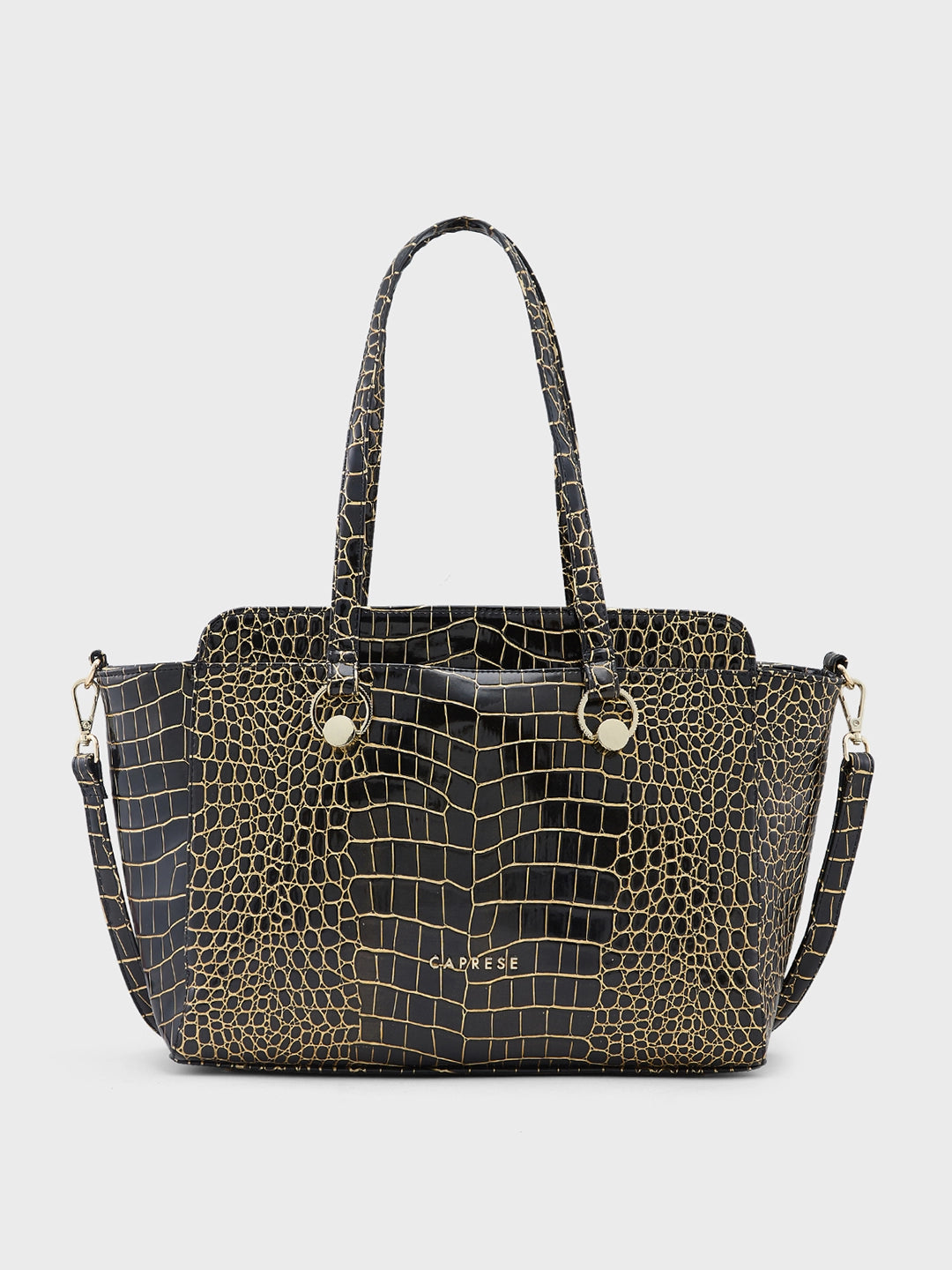 Caprese Miranda Satchel Large Croco Womens Handbag Black