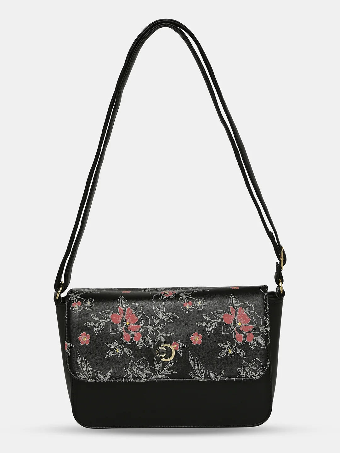 Caprese Snow Sling Small Printed Women'S Handbag Black