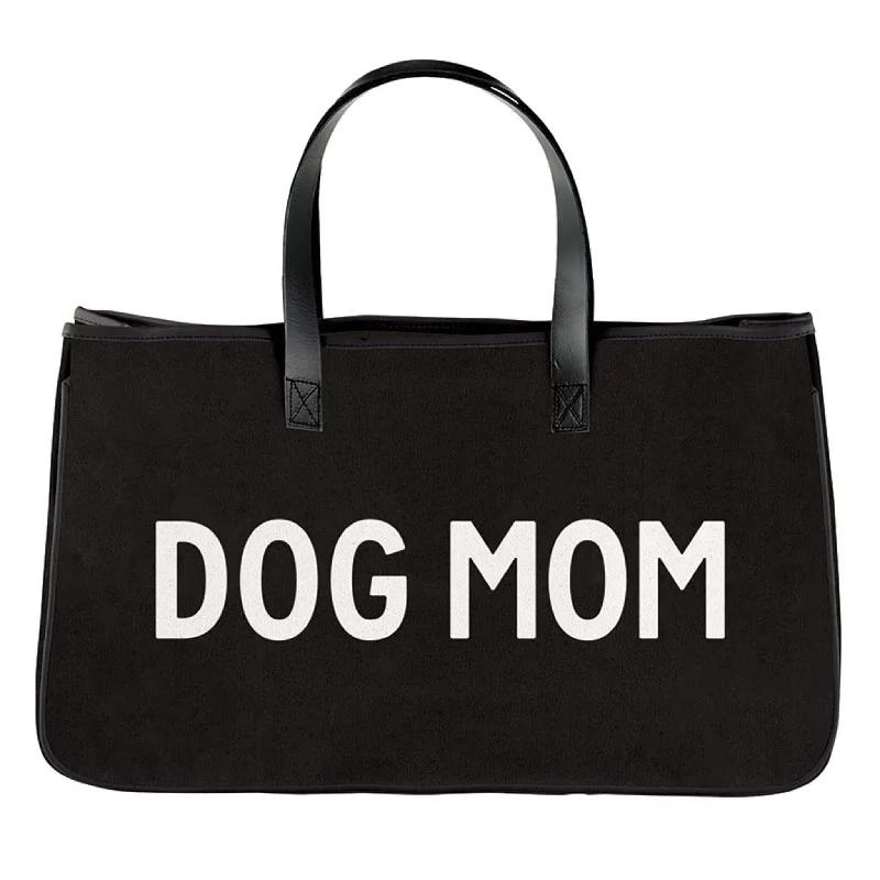 Dog Mom Black Canvas Tote