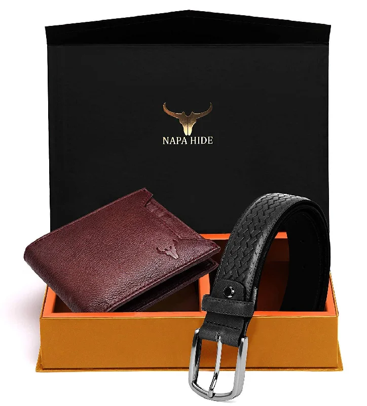 Napa Hide Men's 100% Genuine Leather Wallet & Belt Combo (NPHCOMBO021)