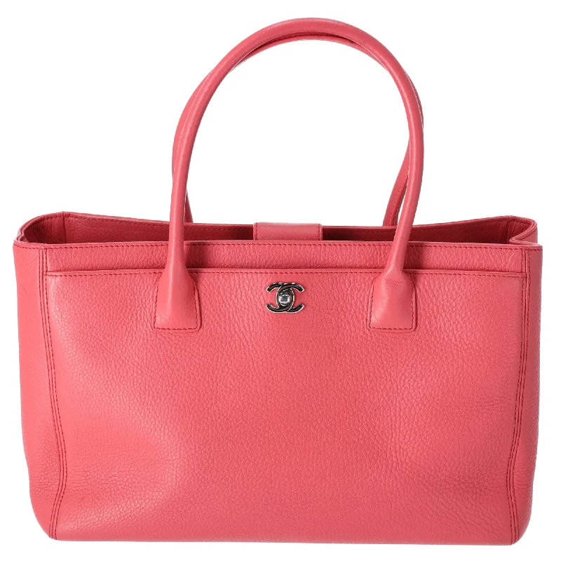 CHANEL Executive Tote Line Tote Bag Pink Grained Calf Leather