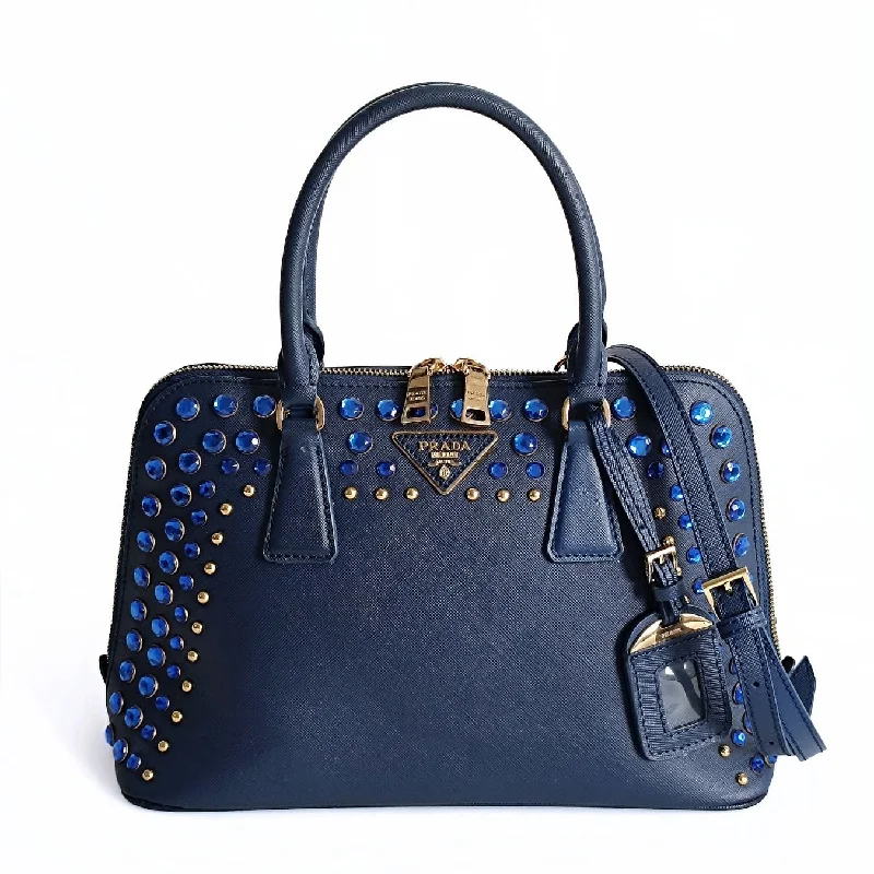 PRADA Bijoux shoulder bag in blue Saffiano leather