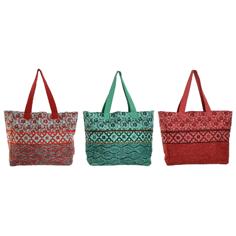 Women's Handbag Home ESPRIT Red Green Coral 55 x 14 x 35 cm (3 Units)