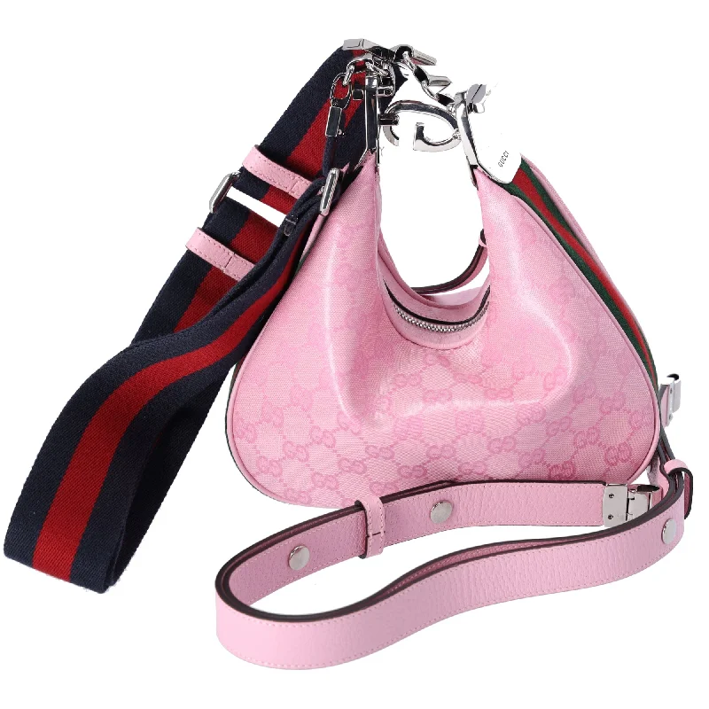 GUCCI Attache Small Shoulder Bag 699409 Pink GG Multicolor Strap