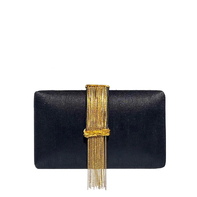 Noir Fringe Clutch