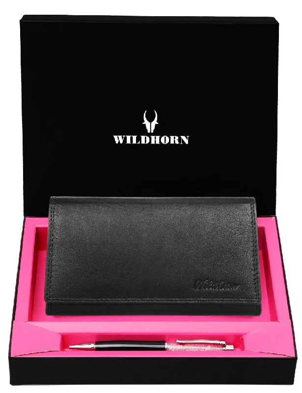 WildHorn®Women's Leather Wallet and Pen Combo Set