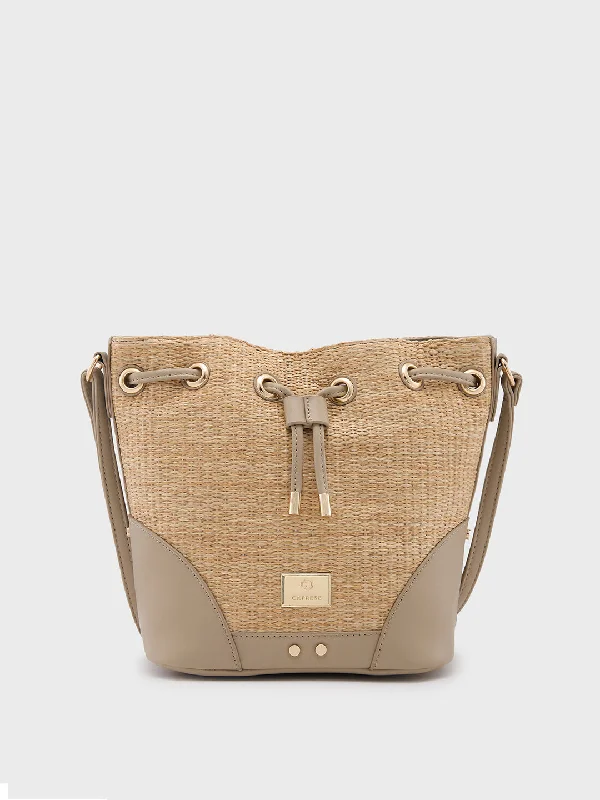 Caprese Georgia Sling Medium Self Design Women'S Handbag Beige