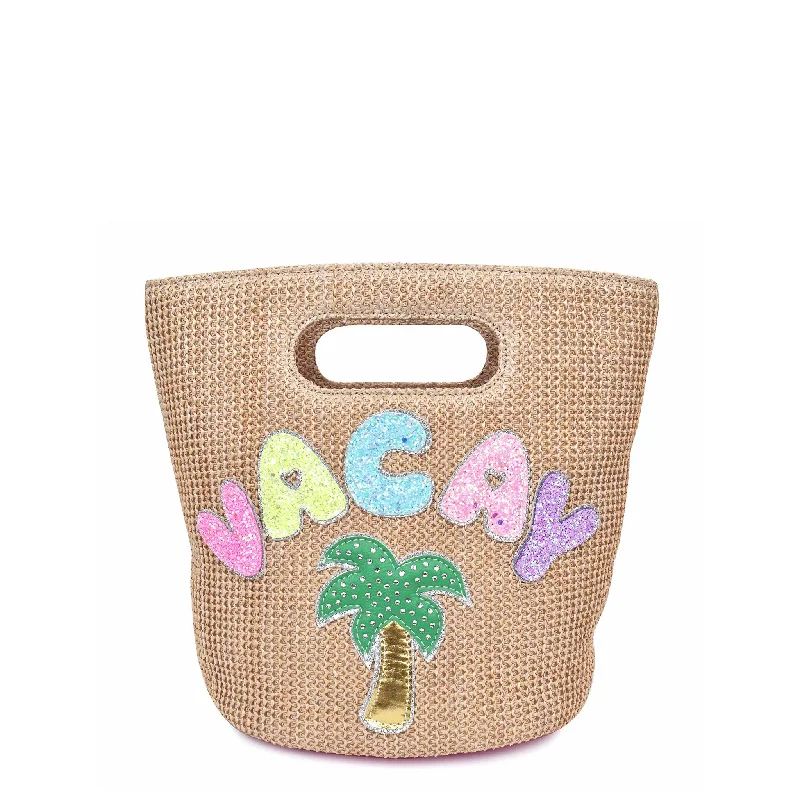 'Vacay' Straw Mini Top-Handle Tote Bag