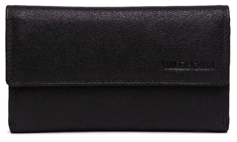 WildHorn® Black Genuine Leather Wallets for Women