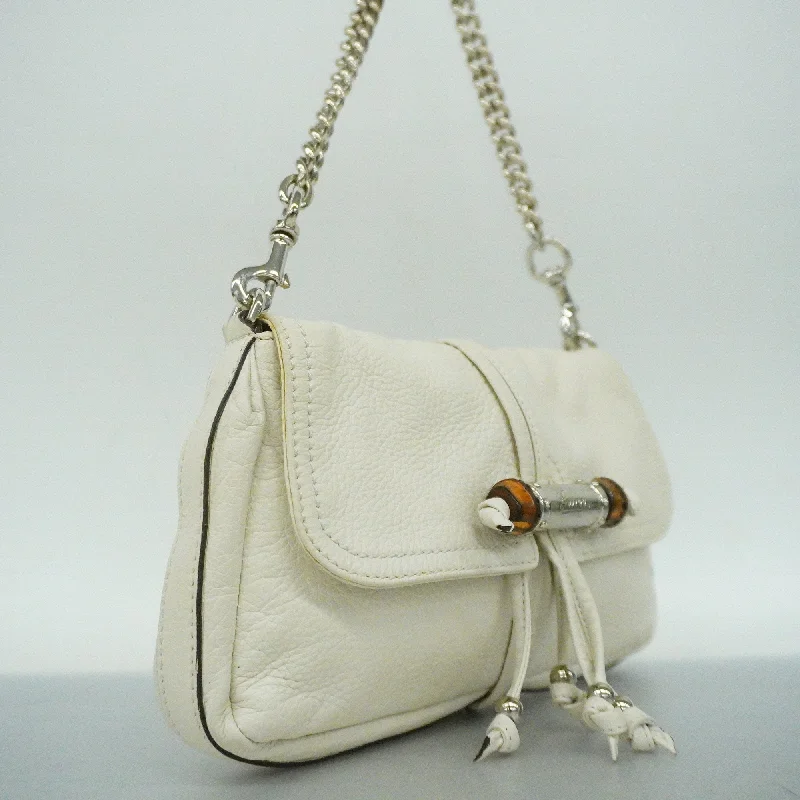 GUCCI  Bamboo 235320 Women's Leather Shoulder Bag Ivory