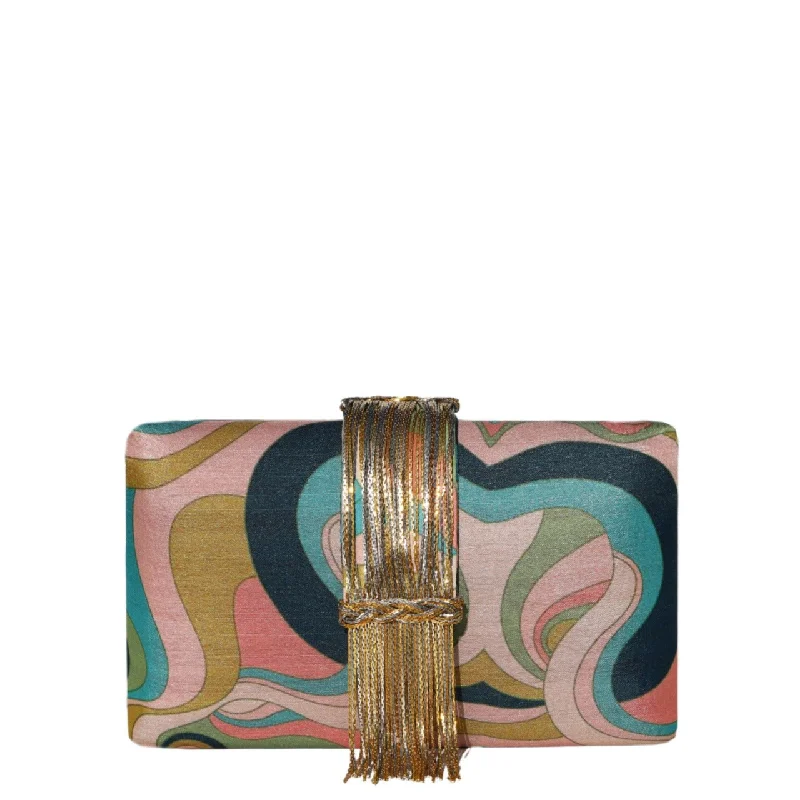 Swirl Fringe Clutch